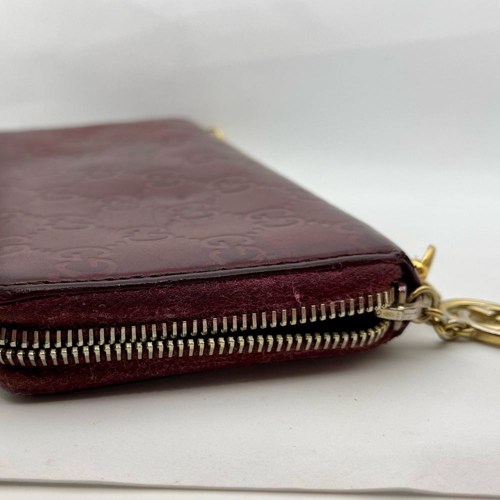 🚫🚫SOLD🚫🚫Custom Gucci Embossed Burgundy Leather Zip Around Wallet on Chain - Picture 11 of 16